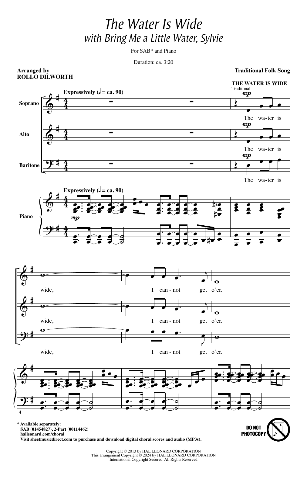 Product picture to: Water Is Wide (arr. Rollo Dilworth)