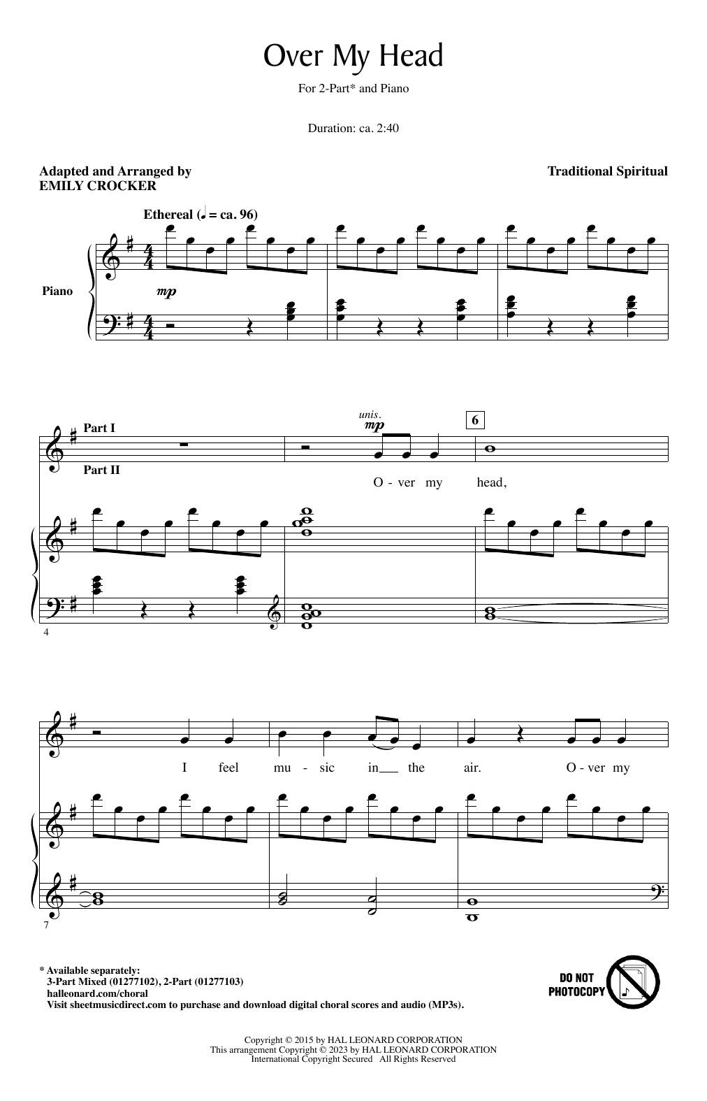Product picture to: Over My Head (arr. Emily Crocker)