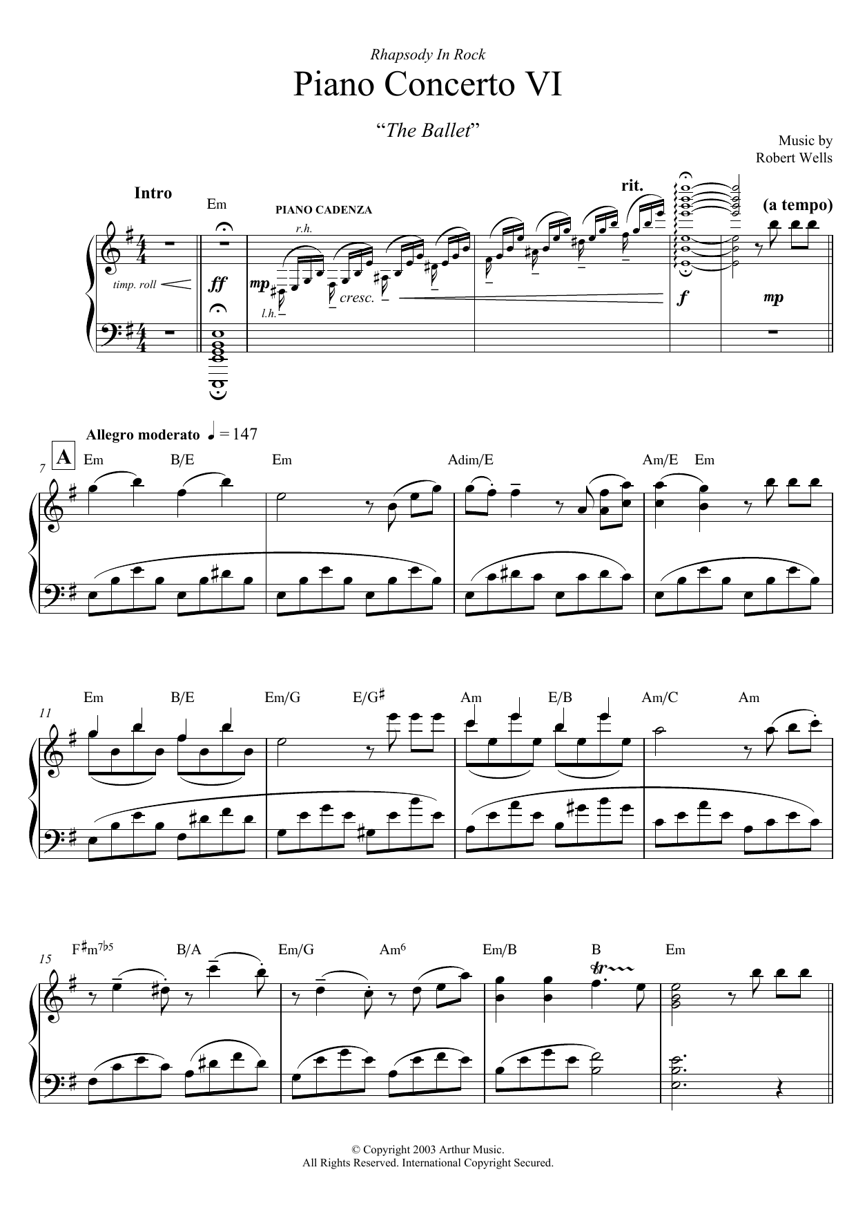 Product gallery: Page 1 of 1 Piano Concerto: VI. The Ballet, Robert Wells