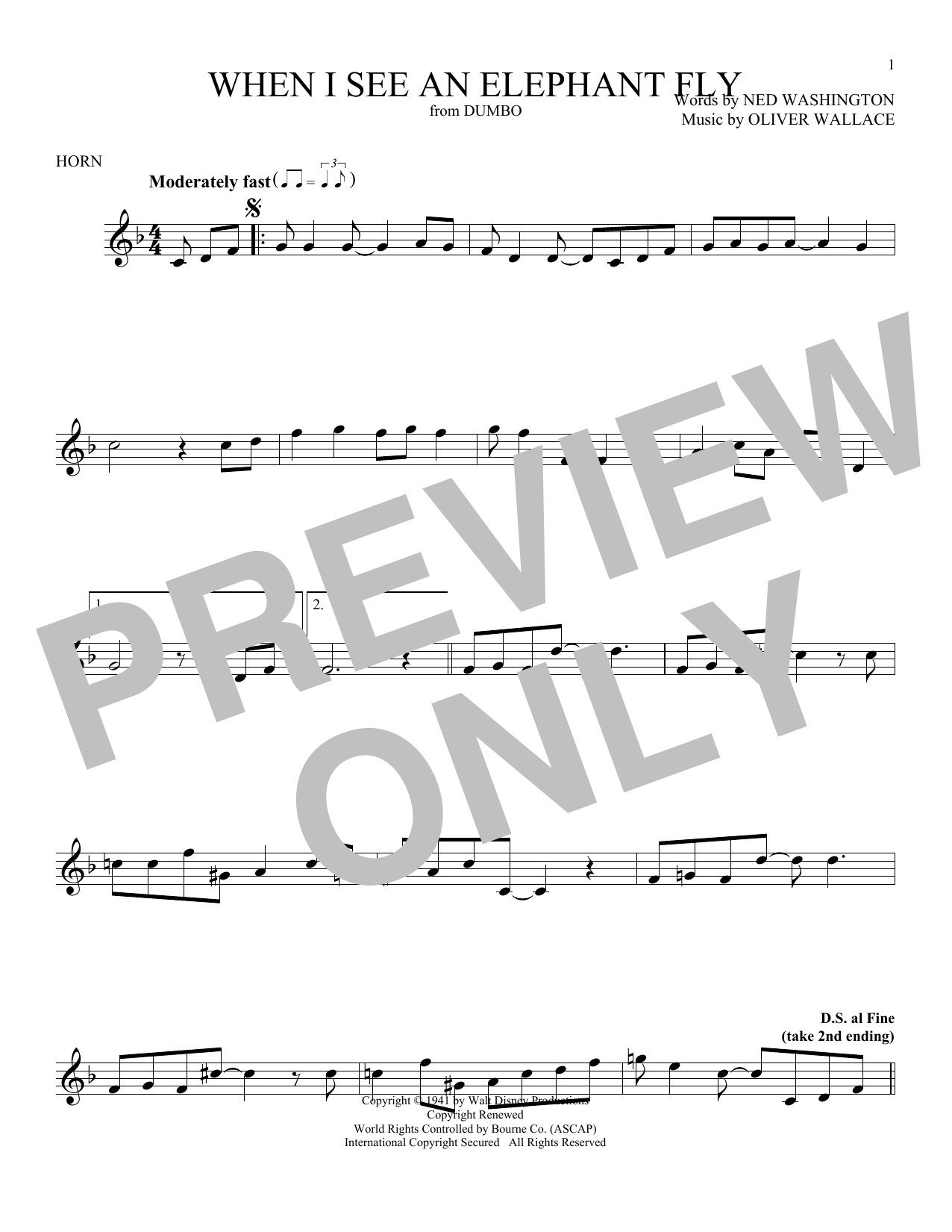 Produktgalerie: Seite 1 von 1 When I See An Elephant Fly (from Dumbo), Oliver Wallace, Horn