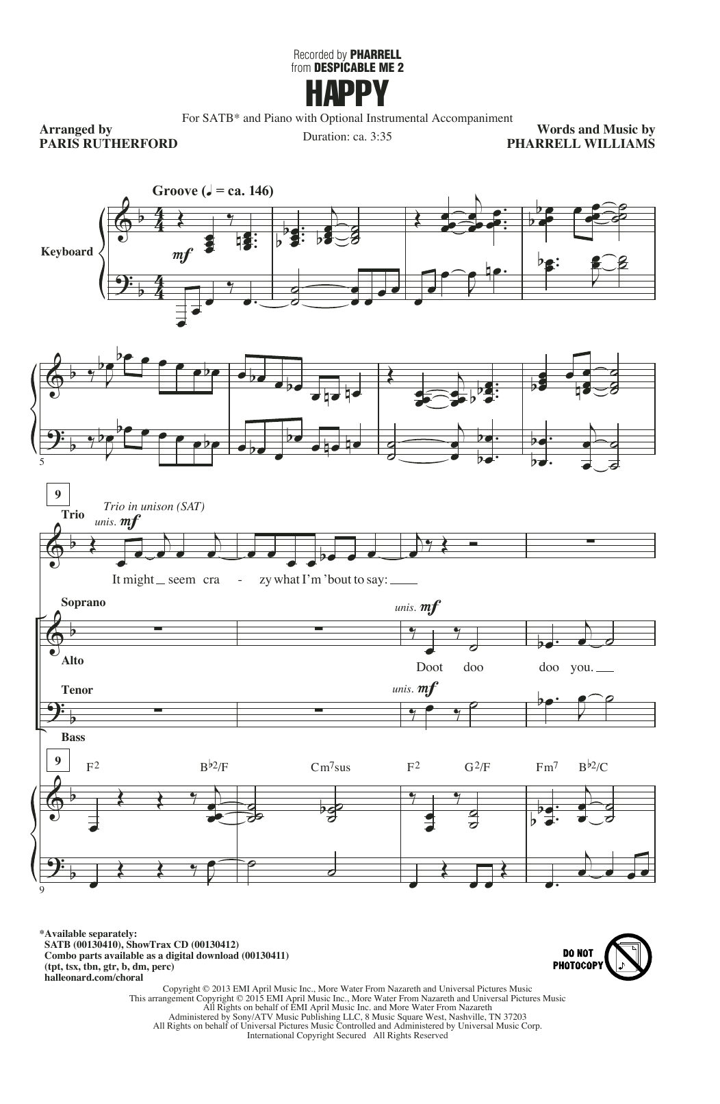Product picture to: Happy (arr. Paris Rutherford)