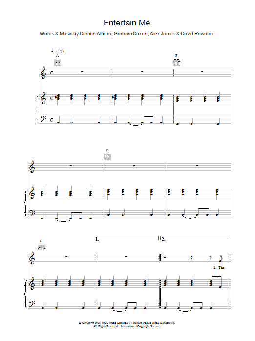 Produktgalerie: Seite 1 von 1 Entertain Me, Blur, Gesang, Gitarre, Klavier