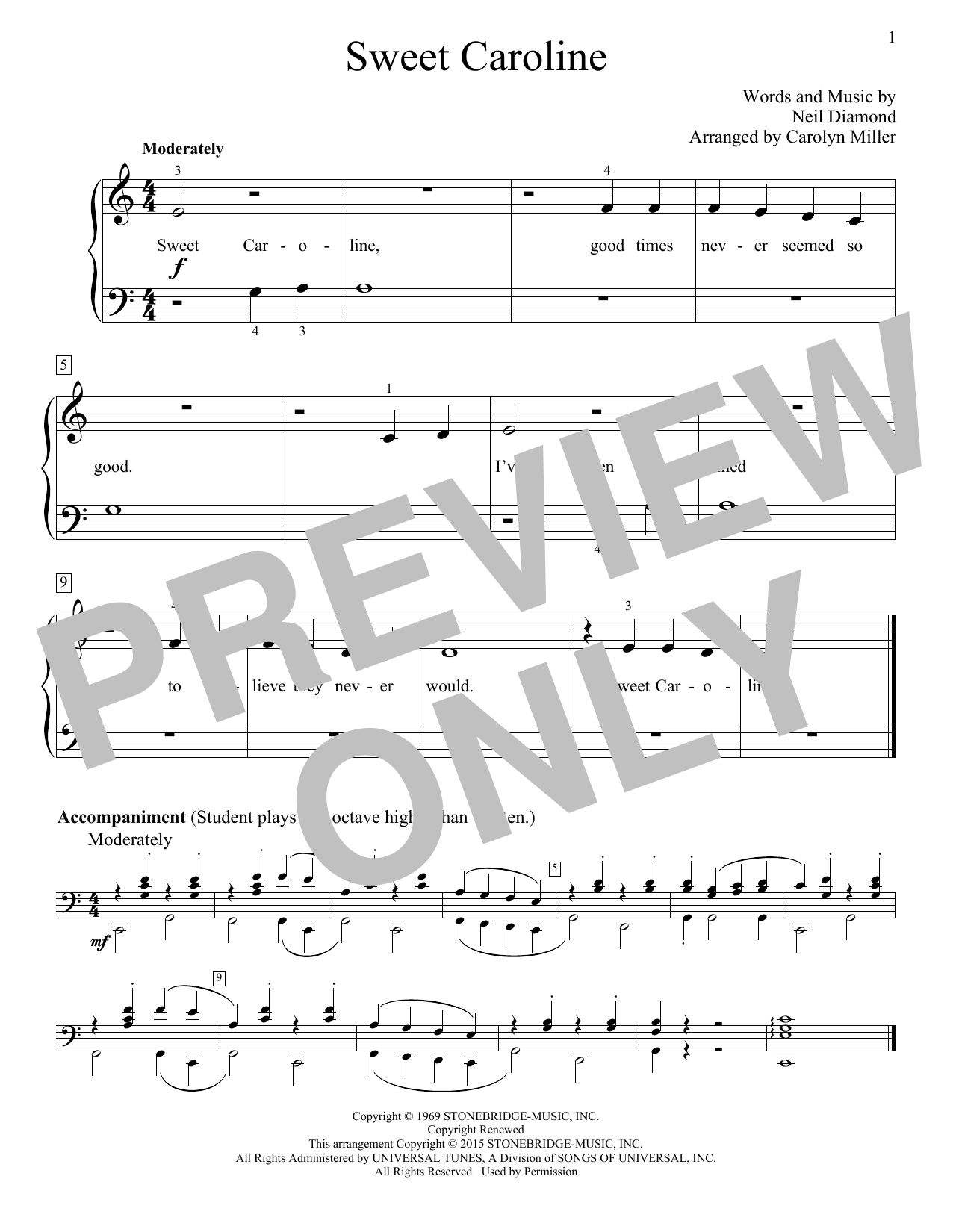 Product picture to: Sweet Caroline (arr. Carolyn Miller)