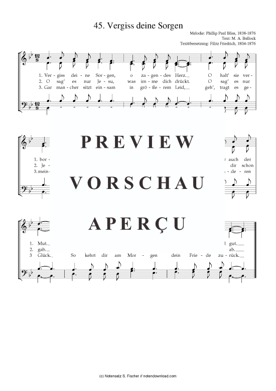 Product picture to: Vergiss deine Sorgen  Phillip Paul Bliss, 1838-1876 / M. A. Bullock