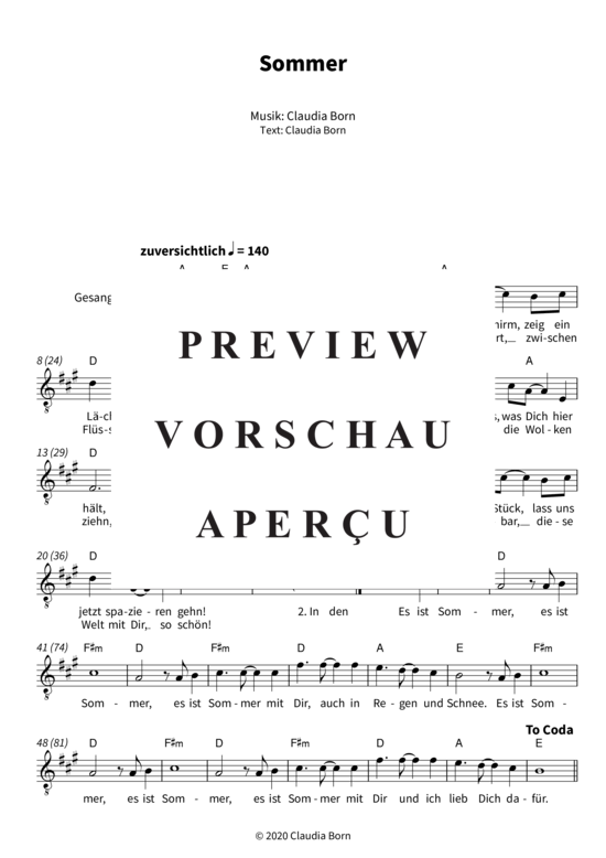 gallery: Sommer, Yvaine, Vocal and Chords Leadsheet