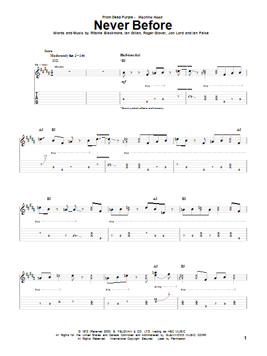 Produktgalerie: Seite 1 von 1 Never Before, Deep Purple, Gitarre