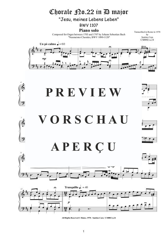 Product gallery: Page 2 of 3 Choral No.22 in D-Dur (Jesu, meines Lebens Leben) BWV 1107, , Solo Piano