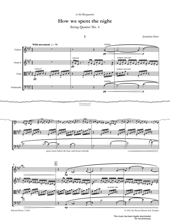 Produktgalerie: Seite 1 von 1 How We Spent The Night (String Quartet No.4), Jonathan Dove, Quartett