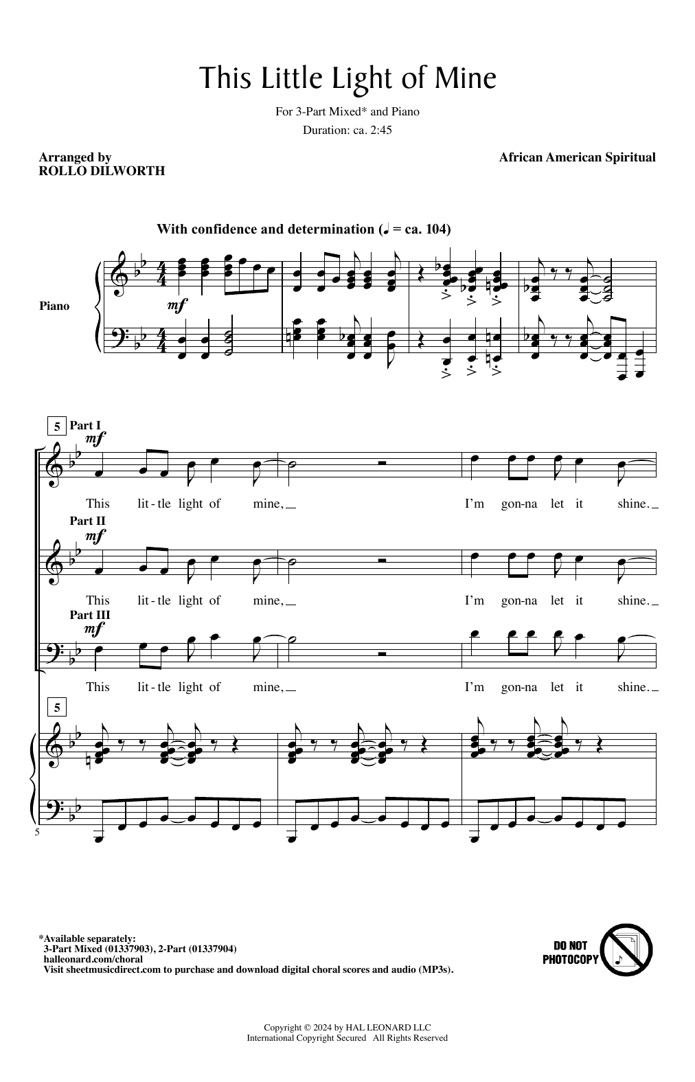 Produktbild zu: This Little Light Of Mine (arr. Rollo Dilworth)