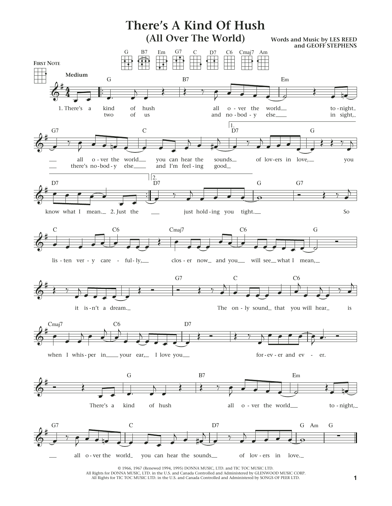 Product gallery: Page 1 of 1 There's A Kind Of Hush (All Over The World) (from The Daily Ukulele) (arr. Liz and Jim Beloff), Herman's Hermits
