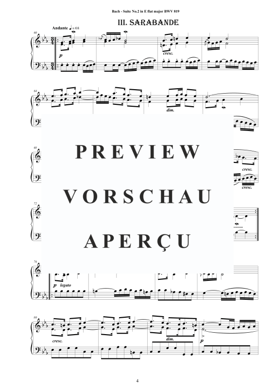 Produktgalerie: Seite 5 von 9 Piano Suite No.2 in Es-Dur BWV 819 - Complete Piano Version, , Klavier Solo