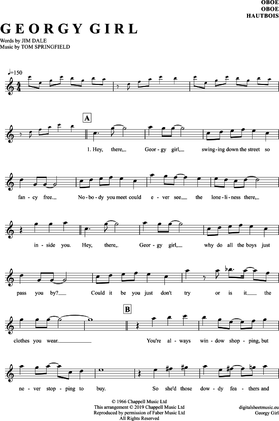 Produktgalerie: Seite 1 von 4 Georgy Girl , Seekers, The, (Oboe)