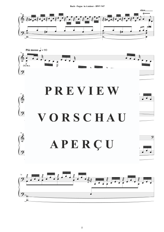 Produktgalerie: Seite 6 von 9 Fuge in A-Moll BWV 561b, , Klavier Solo