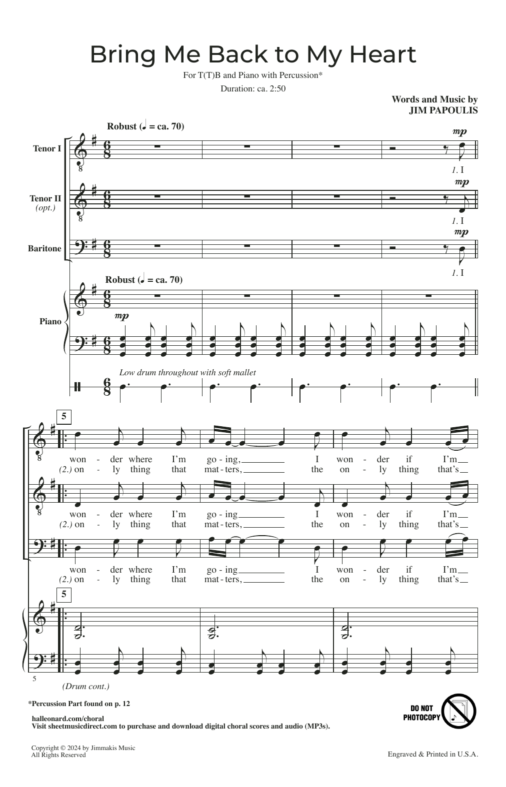 Produktgalerie: Seite 1 von 1 Bring Me Back To My Heart, Jim Papoulis, Chor