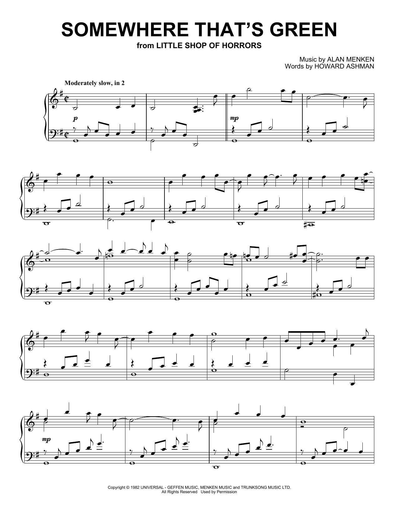 Product picture to: Somewhere That's Green (from Little Shop Of Horrors) (Peaceful Piano Solo)