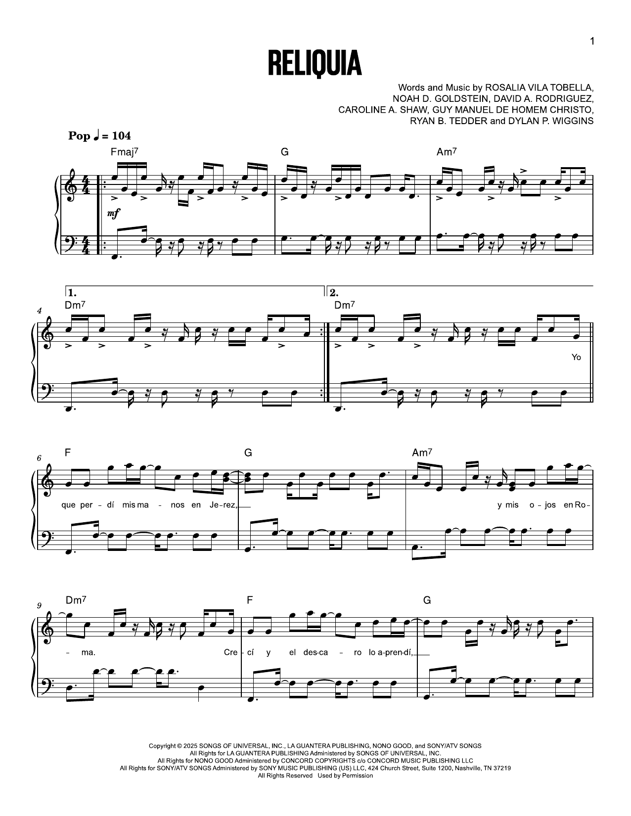 Product gallery: Page 1 of 1 Reliquia, Rosalía