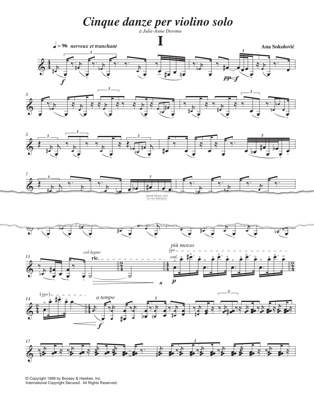 Product picture to: Cinque danze per violino solo