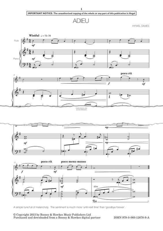 Produktgalerie: Seite 1 von 1 Adieu, Hywel Davies, Flöte, Klavier