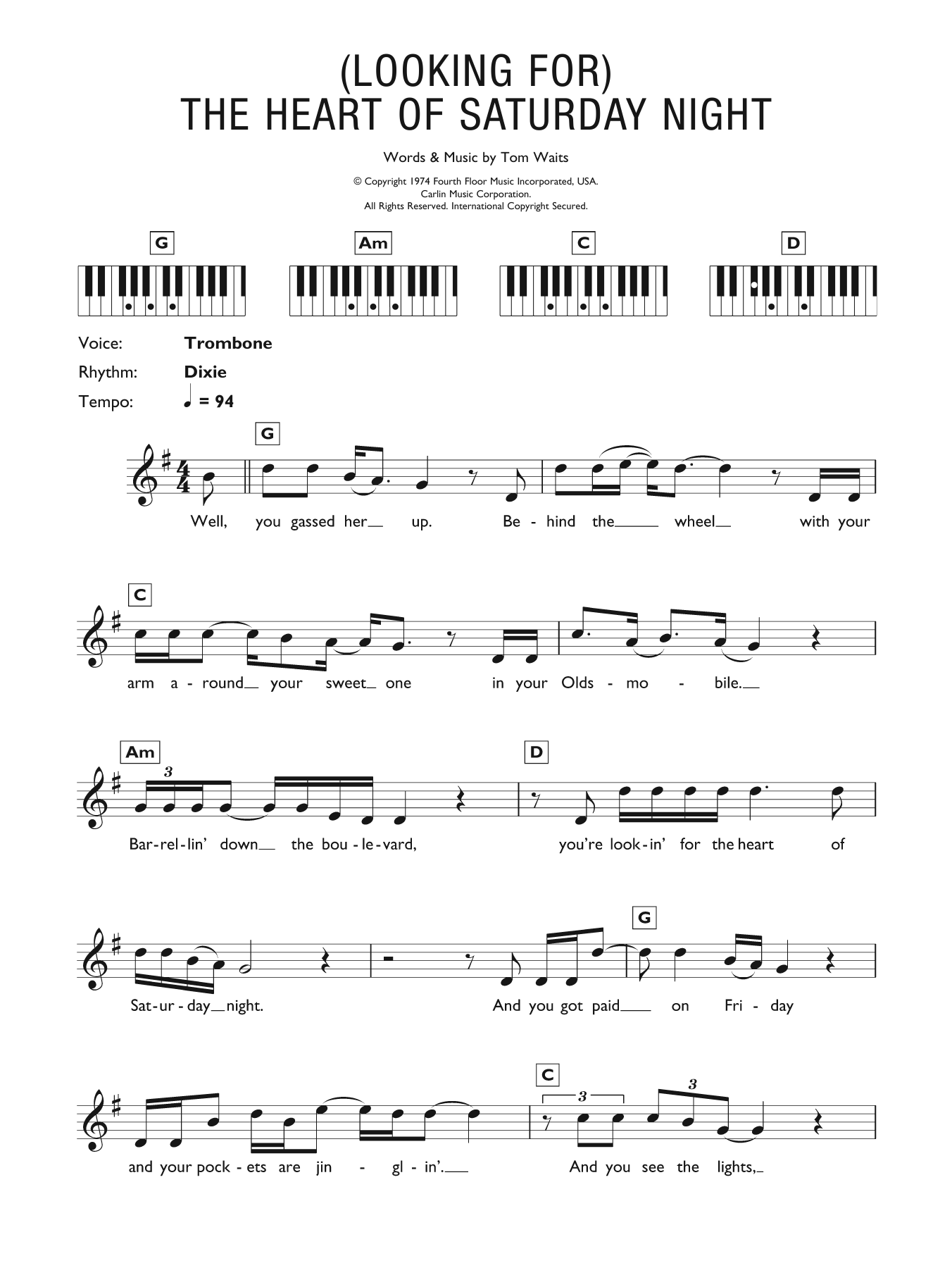 Produktgalerie: Seite 1 von 1 (Looking For) The Heart Of Saturday Night, Tom Waits, Klavier