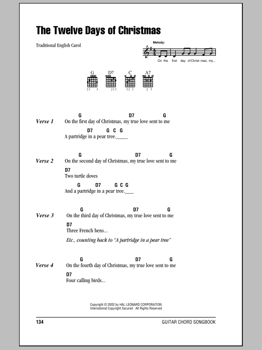 Product gallery: Page 1 of 1 The Twelve Days Of Christmas, Traditional English Carol