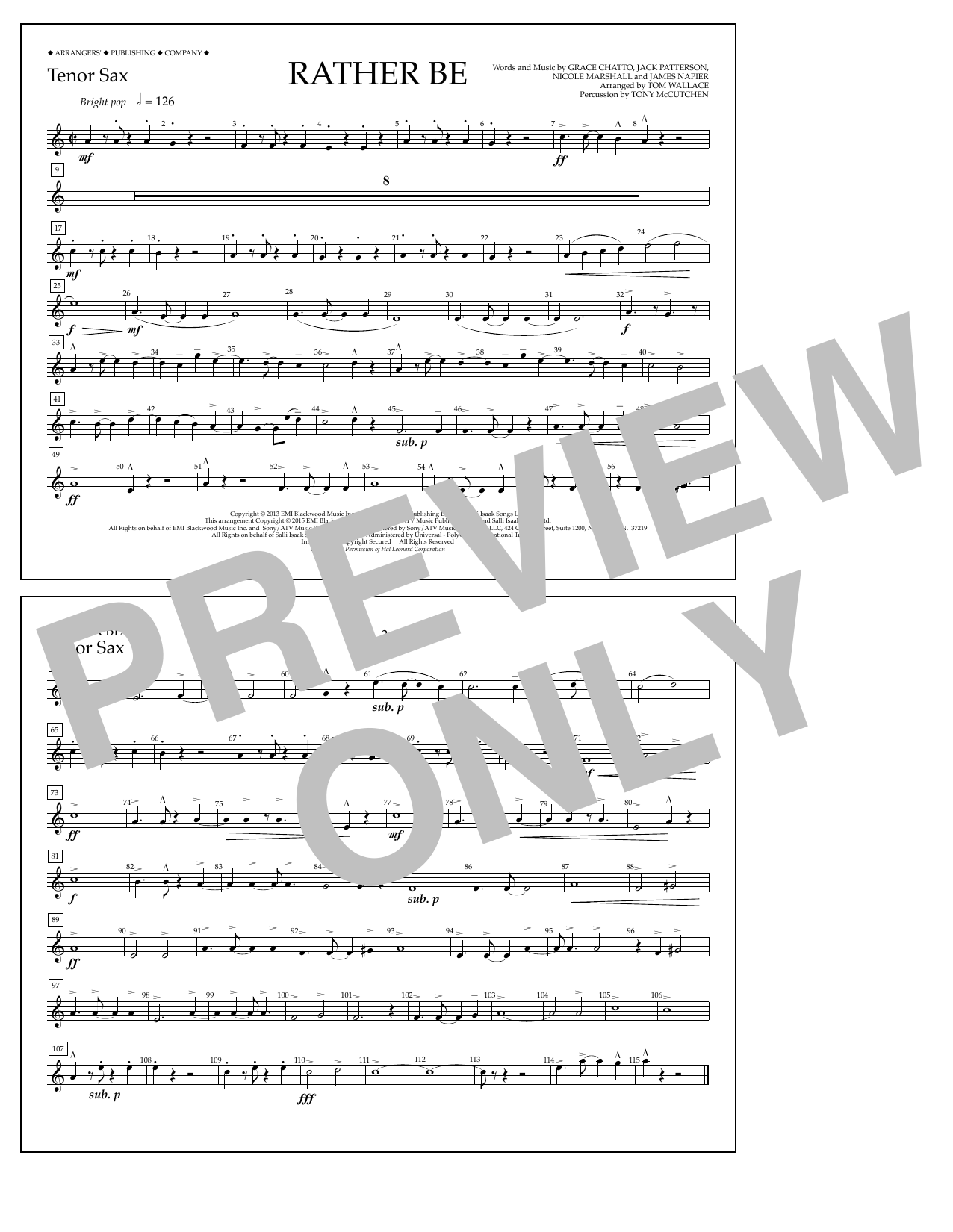 Product picture to: Rather Be - Tenor Sax