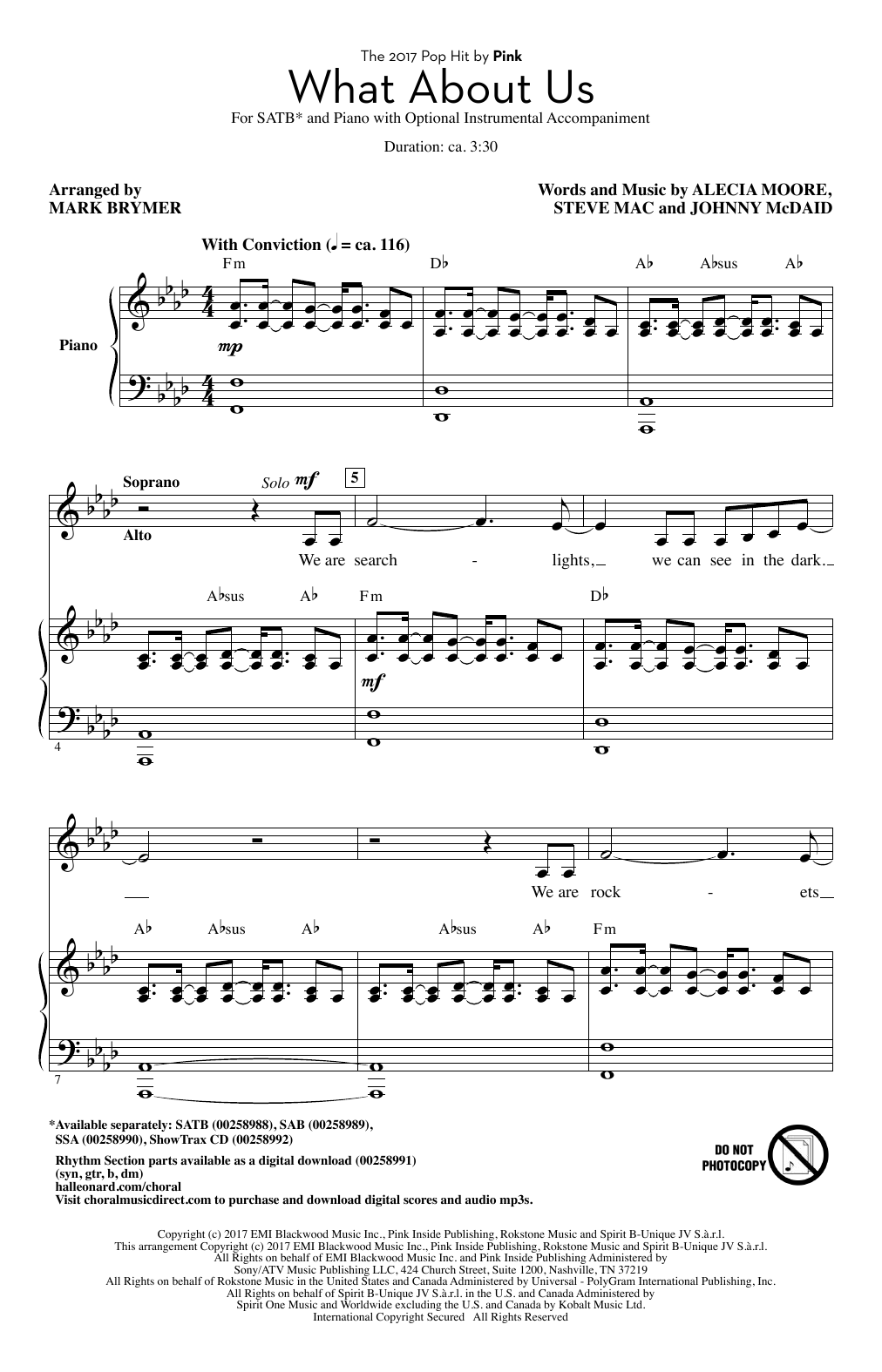 Produktgalerie: Seite 1 von 1 What About Us (arr. Mark Brymer), P!nk, Chor