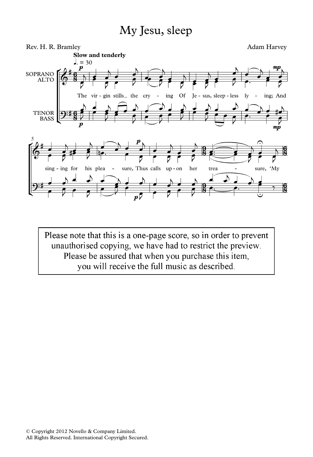 Product gallery: Page 1 of 1 My Jesu, Sleep, Adam Harvey
