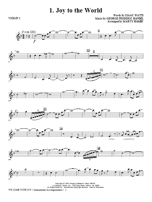 Product gallery: Page 1 of 1 We Come With Joy Orchestration - Violin 2, Marty Hamby