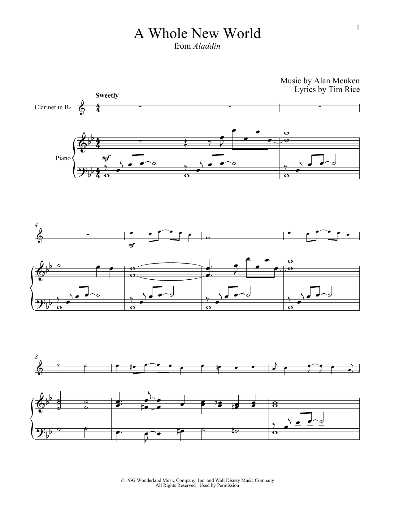 Produktbild zu:  A Whole New World (from Aladdin) - Alan Menken & Tim Rice