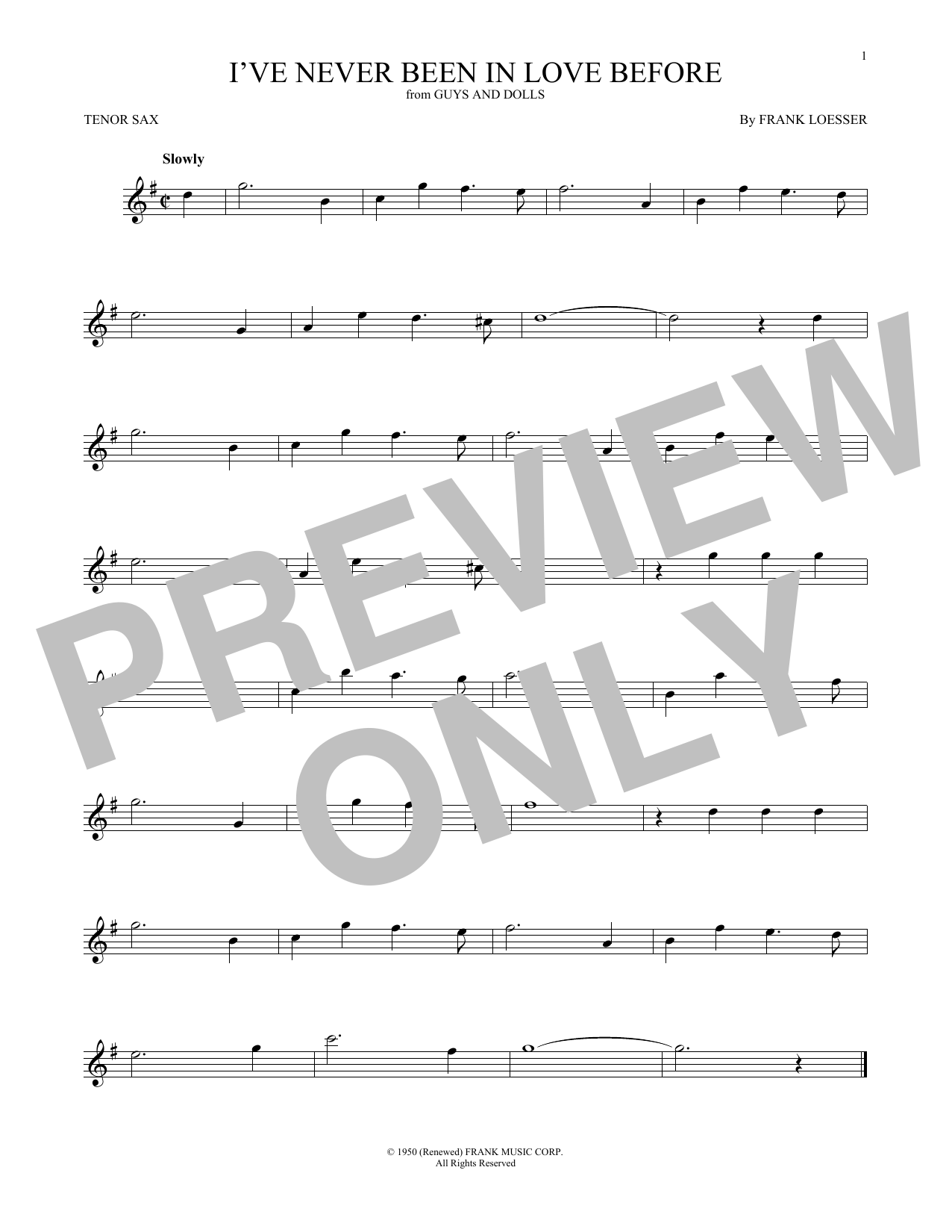 Product gallery: Page 1 of 1 I've Never Been In Love Before, Frank Loesser