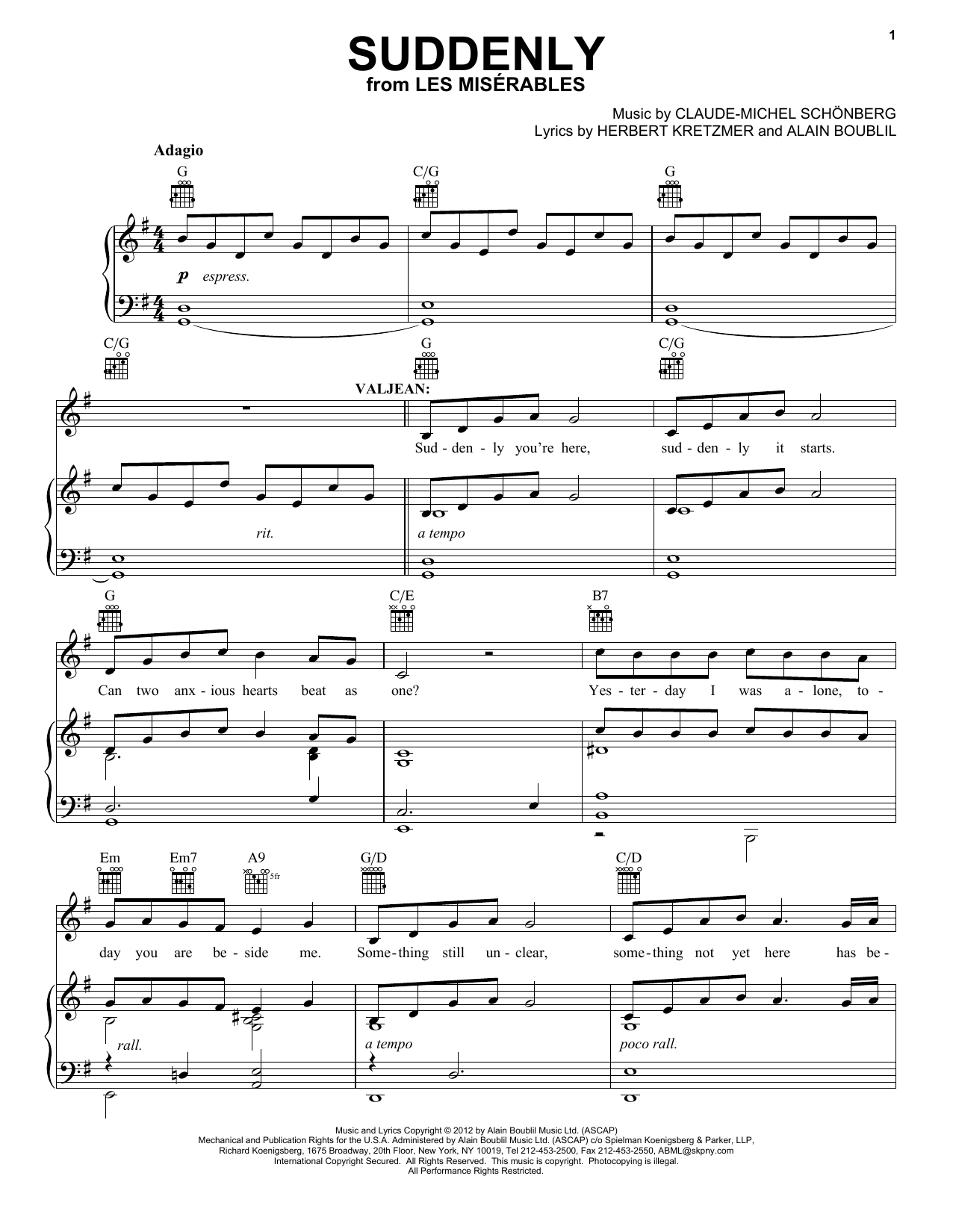 Produktbild zu: Suddenly (from Les Miserables)