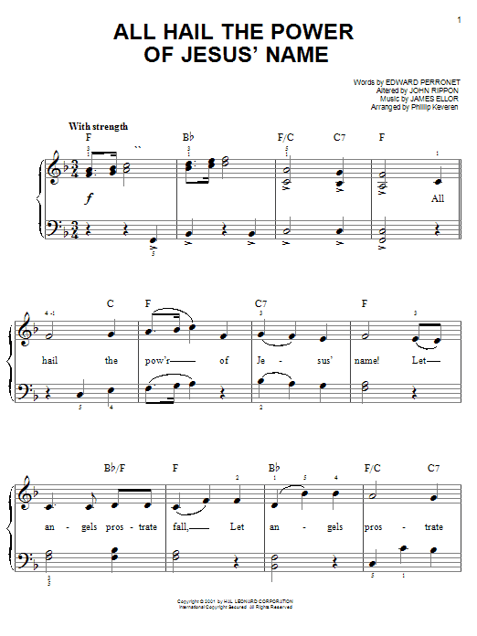 Product picture to: All Hail The Power Of Jesus' Name (arr. Phillip Keveren)