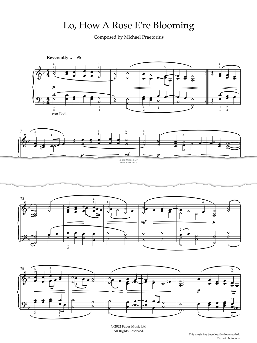 Produktgalerie: Seite 1 von 1 Lo, How A Rose E’re Blooming, Michael Praetorius, Klavier