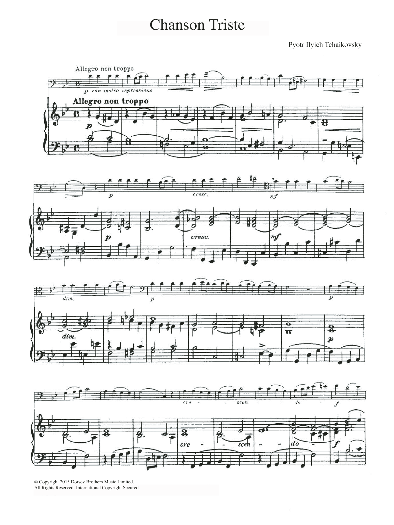 Produktgalerie: Seite 1 von 1 Chanson Triste, Pyotr Il'yich Tchaikovsky, Violoncello