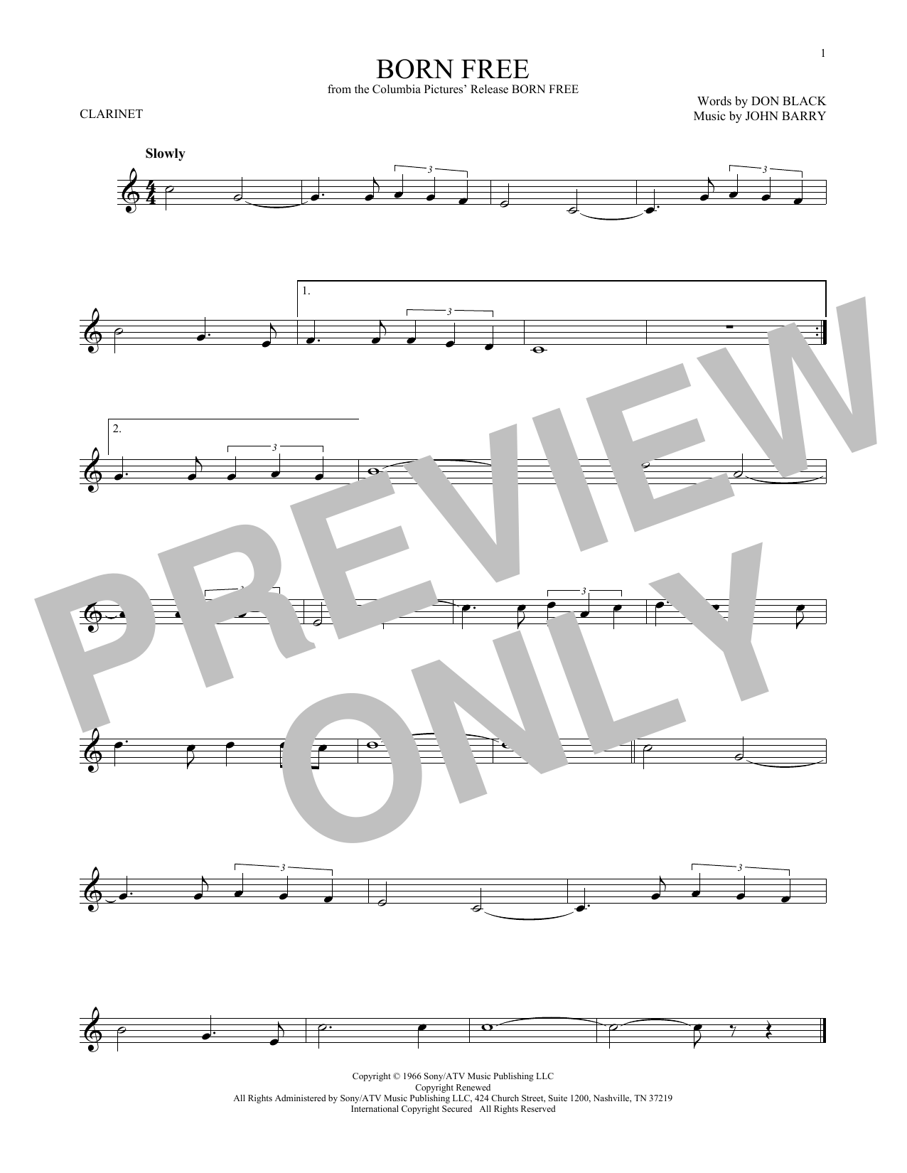 Product gallery: Page 1 of 1 Born Free, John Barry