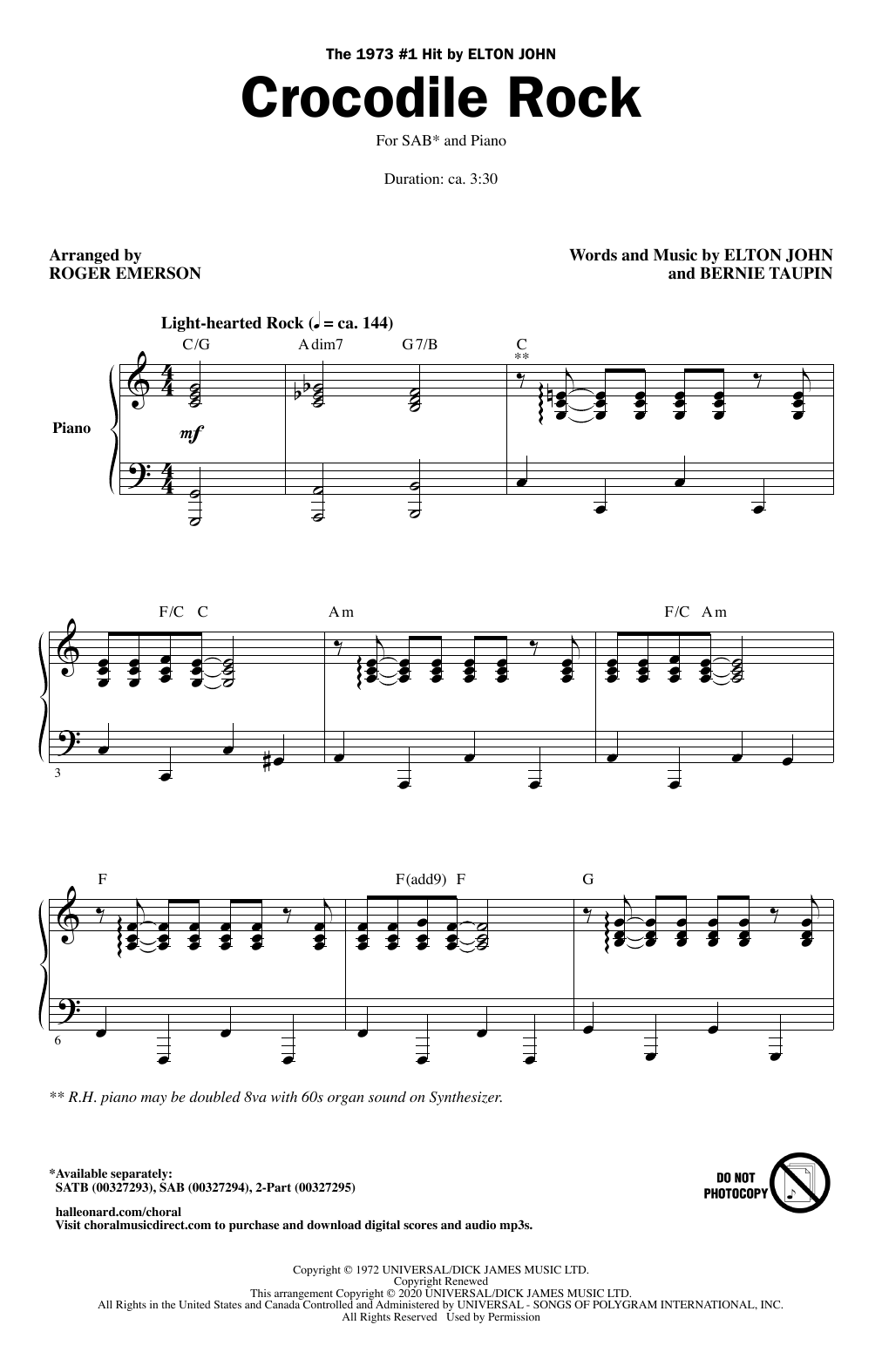 Produktbild zu: Crocodile Rock (arr. Roger Emerson)