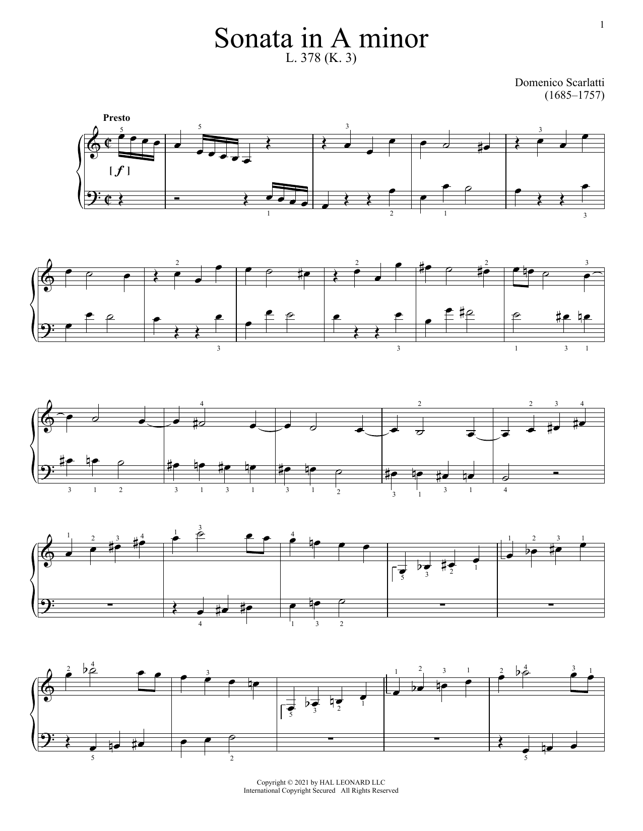 Produktgalerie: Seite 1 von 1 Sonata In A Minor, K. 3, Domenico Scarlatti, Klavier