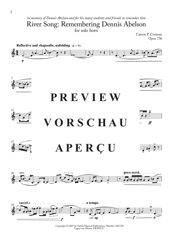 Produktgalerie: Seite 3 von 4 Riversong : Remembering Dennis Abelson , , (Horn in F Solo)
