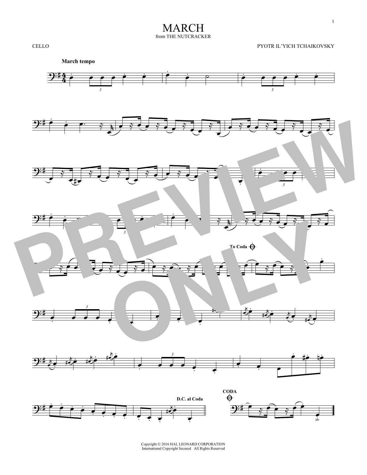 Produktgalerie: Seite 1 von 1 March (from The Nutcracker), Pyotr Il'yich Tchaikovsky, Violoncello