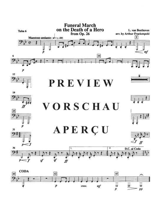 Produktgalerie: Seite 13 von 14 Funeral March on the Death of a Hero , , (Tuba Ensemble EEEE/TTT + Pauken)