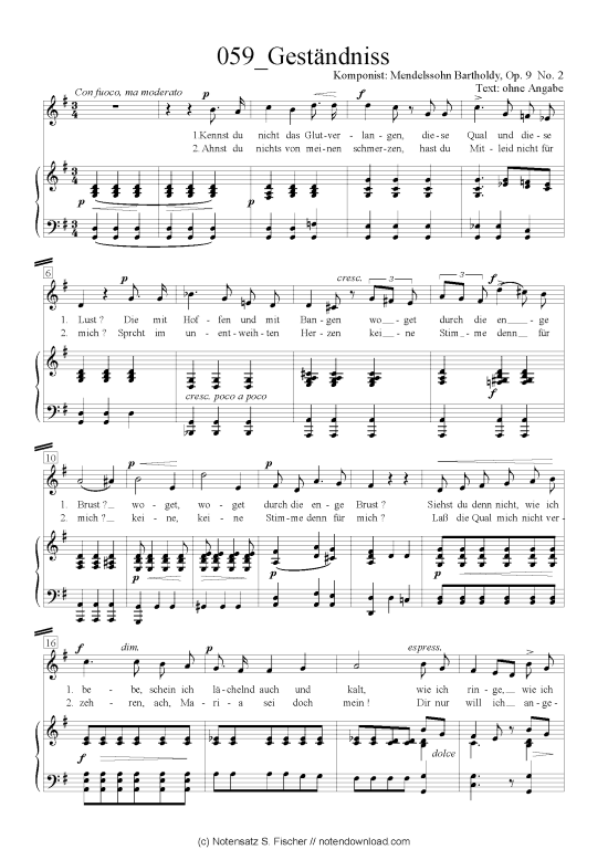 Product picture to: Geständniss Felix Mendelssohn Bartholdy (1809-1947)