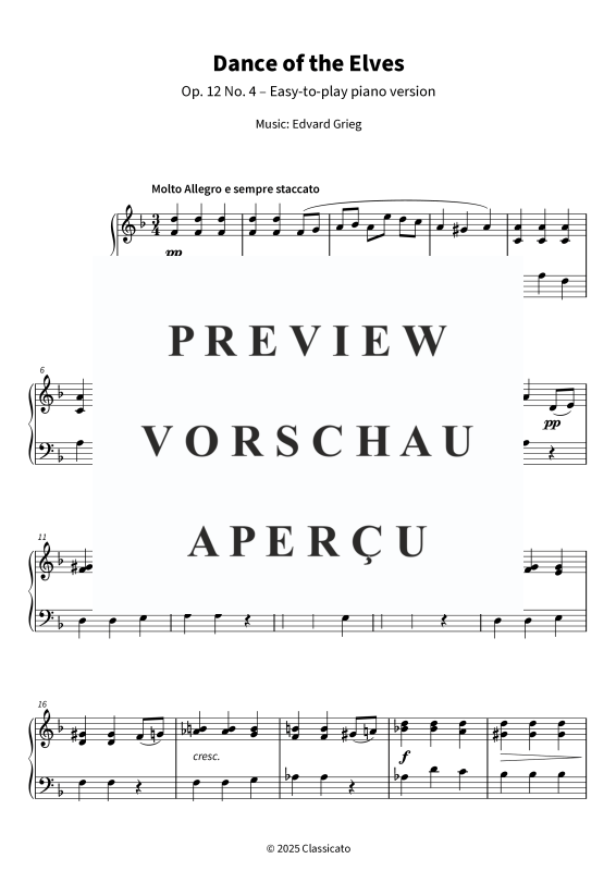 Produktgalerie: Seite 5 von 6 Dance of the Elves - Op. 12 No. 4 - Easy-to-play piano version, , Klavier Solo