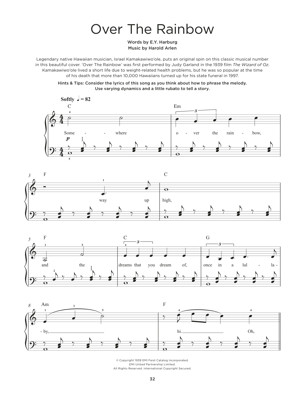 Produktgalerie: Seite 1 von 1 Over The Rainbow, Judy Garland, Klavier