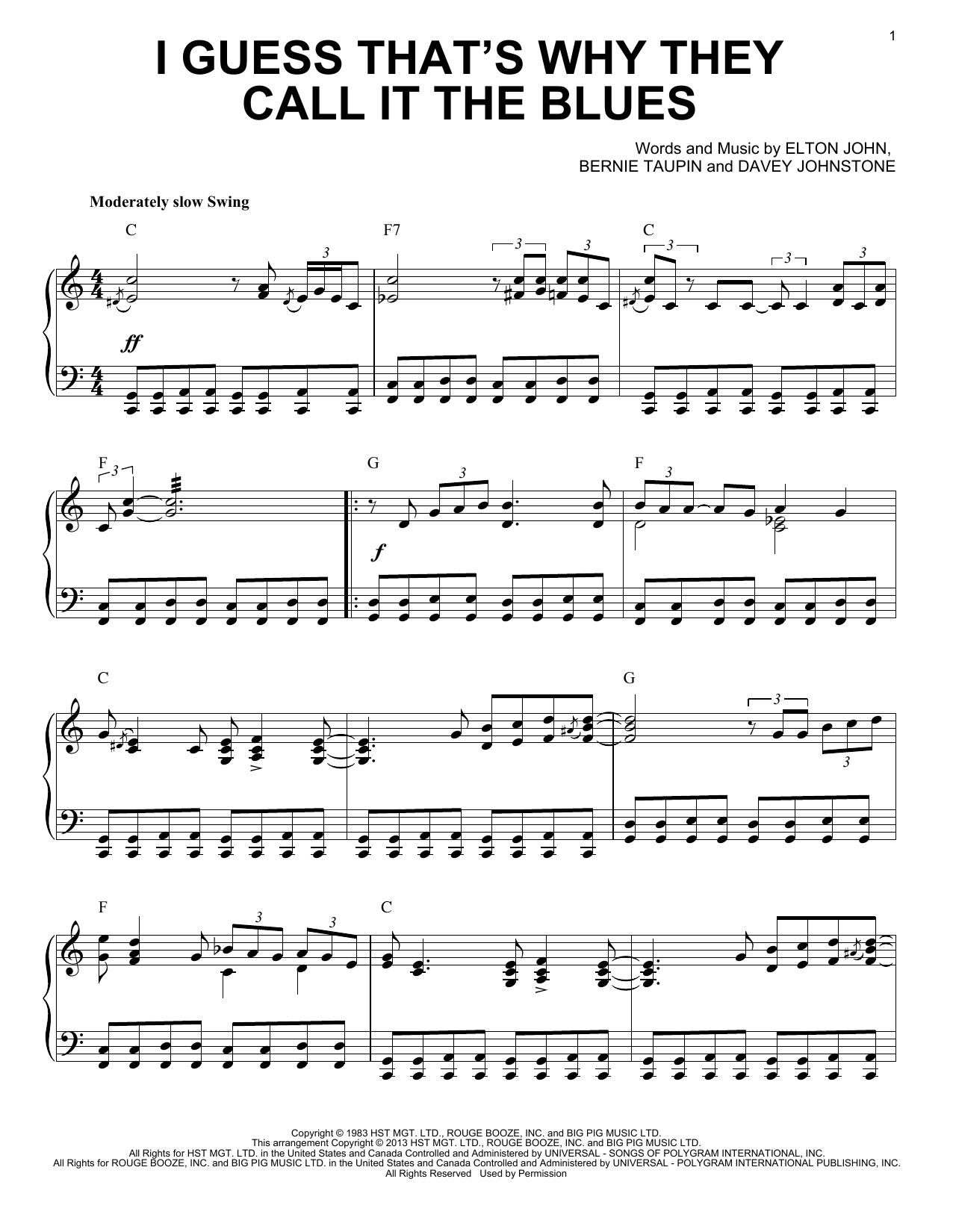 Produktbild zu: I Guess That's Why They Call It The Blues [Jazz version] (arr. Brent Edstrom)