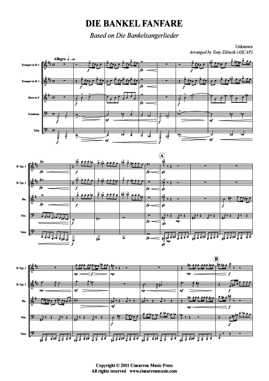 Produktbild zu: Die Bankel Fanfare Unbekannter Verfasser