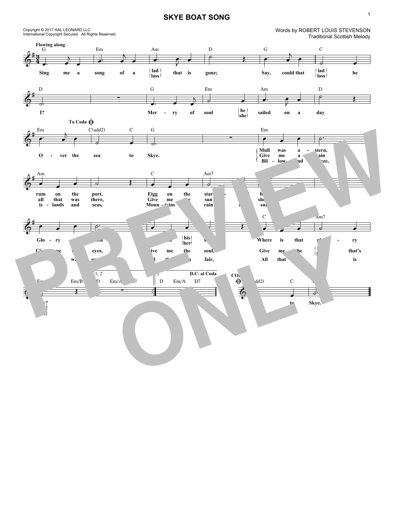 Product gallery: Page 1 of 1 Skye Boat Song, Robert Louis Stevenson