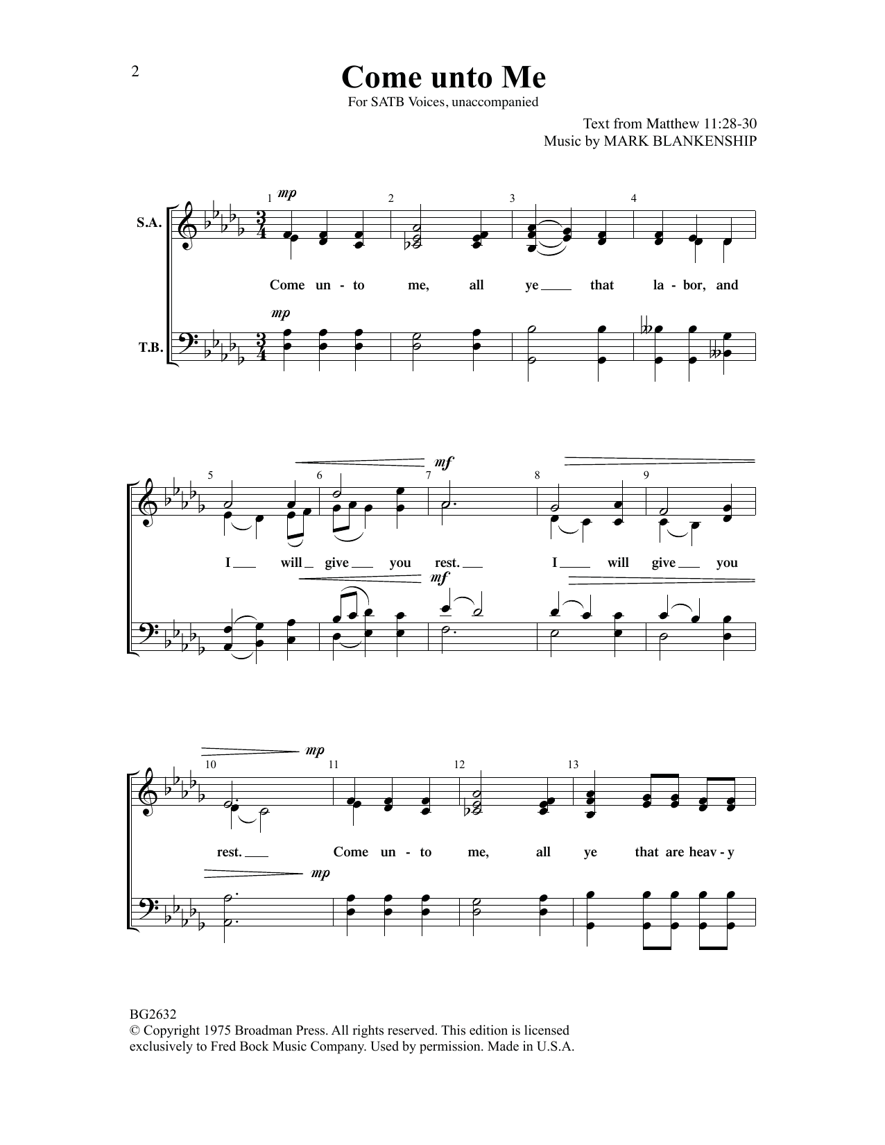 Product gallery: Page 1 of 1 Come Unto Me, Mark Blankenship
