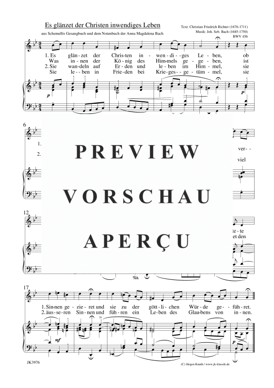 Es glänzet der Christen inwendiges Leben BWV 456