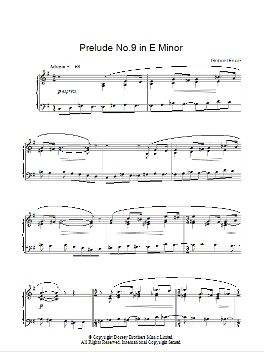 Product gallery: Page 1 of 1 Prelude No. 9 In E Minor, Gabriel Faure