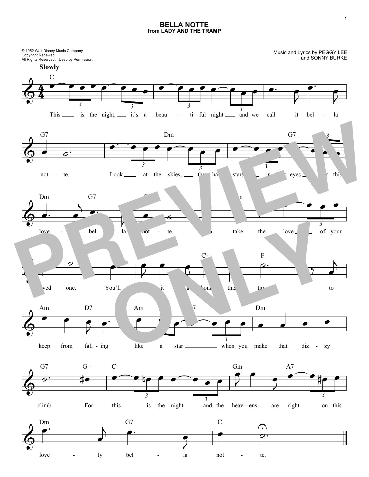 Produktbild zu: Bella Notte (This Is The Night) (from Lady And The Tramp)
